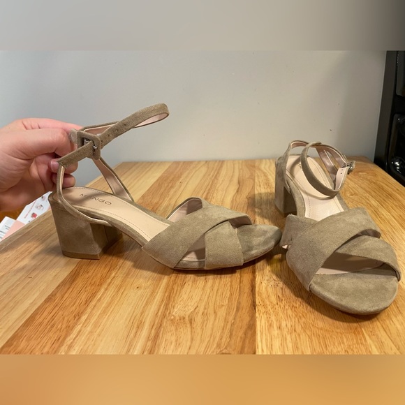 Low heel, ankle strap, taupe sandals from Mango Spain - Picture 1 of 1